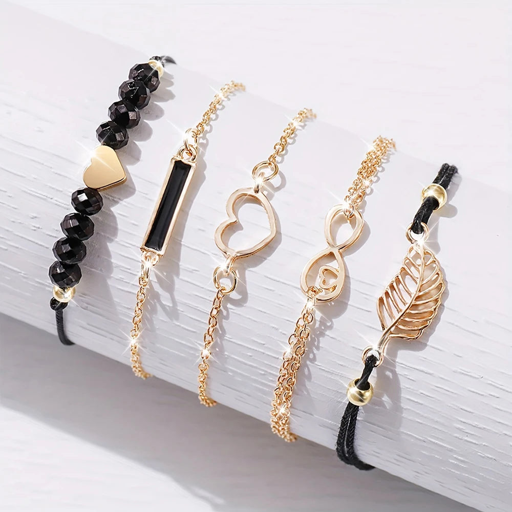 6PCS Set Watch For Women Luxury Leather Analog Ladies Quartz Wrist Watch/ Bracelet Watch