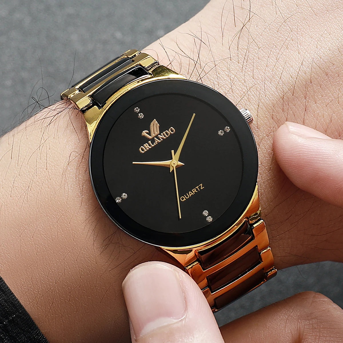 1/2PCS Couple's Watches Fashion Stainless Steel Band Men Women Analog Quartz