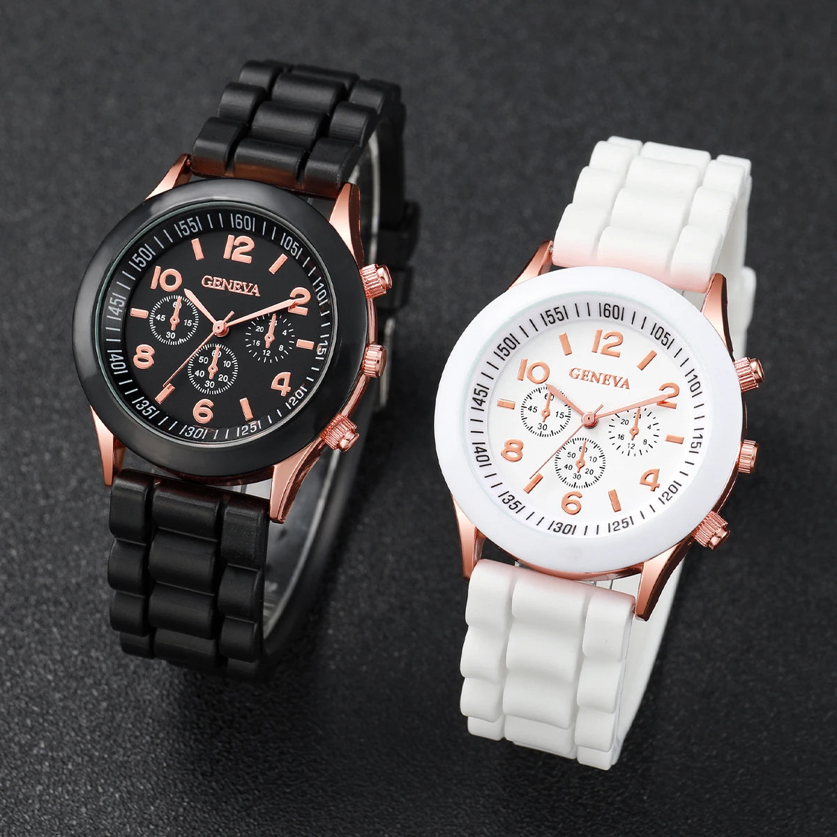 4PCS Couple Watches Fashion Arabic Women Quartz Watch Casual Silicone Band Magnet