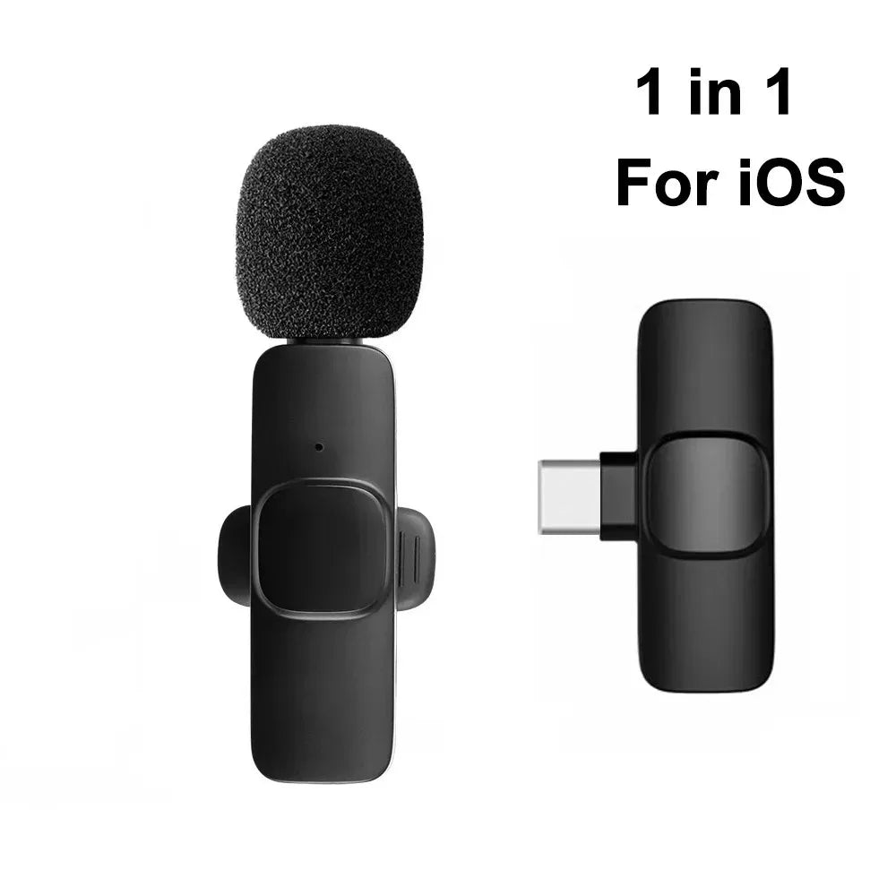 2.4G Wireless Lavalier Microphone Audio Video Recording for iPhone/iPad/Android/Xiaomi