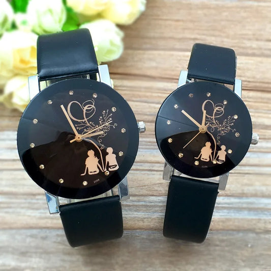 1/2PCS Fashion Quartz Watches Couple Fashion Simple Ladies Wristwatches Rhinestone Black Couple Watch Set Couple Gift
