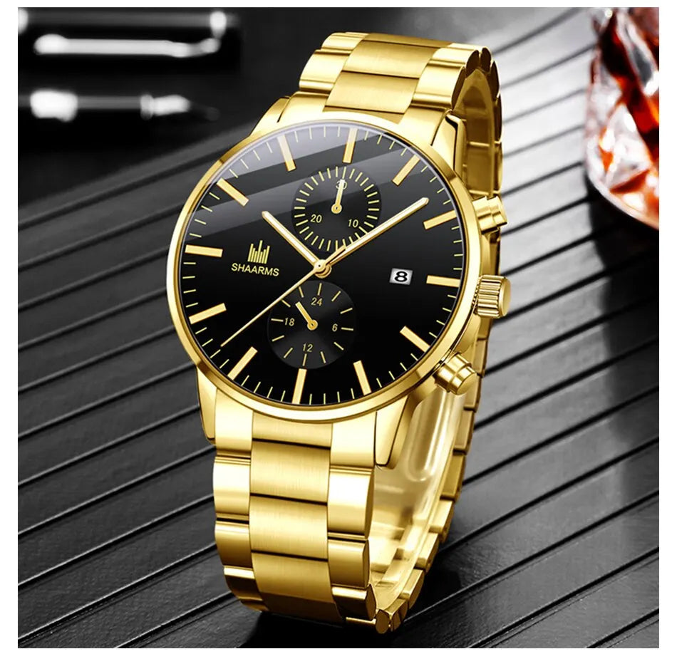 Men Fashion Quartz Watch Stainless Steel