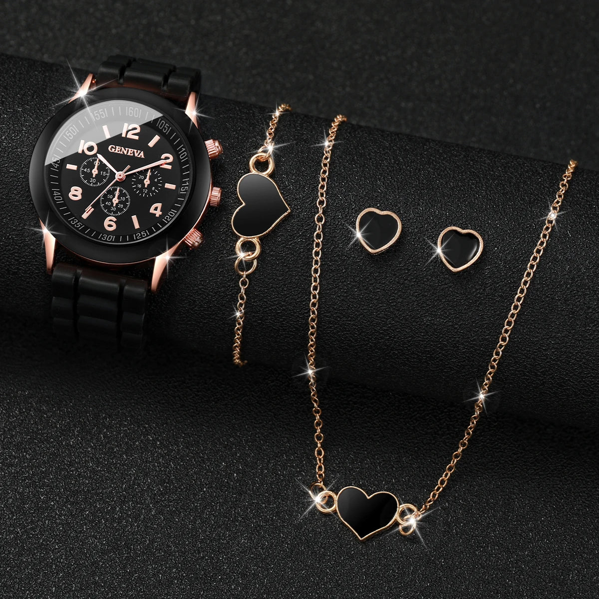 5/6PCS Women Watches Fashion Silicone Band Women Quartz Watches Gift (Without Box)