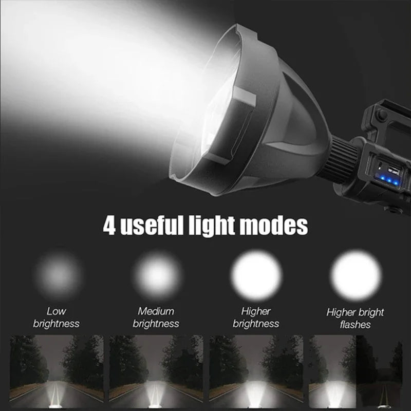Portable Powerful LED Flashlight USB Rechargeable Spotlight Waterproof Torch Light