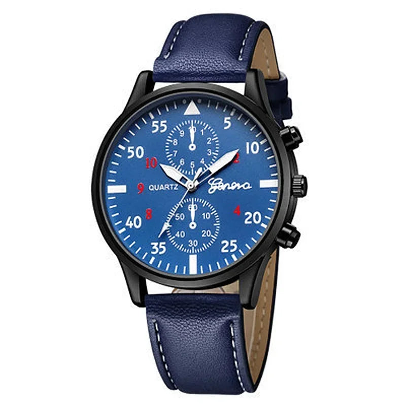 2PCS/Set Men Business Watches Fashion Arabic Dial Leather Band Mens Quartz Watch Bracelet Set Relogio Masculino