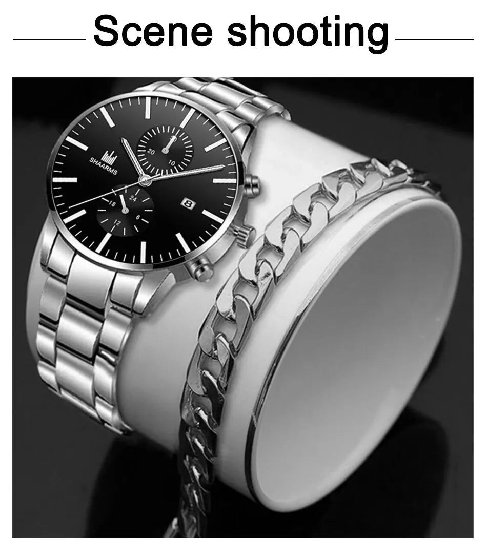 Men Fashion Quartz Watch Stainless Steel