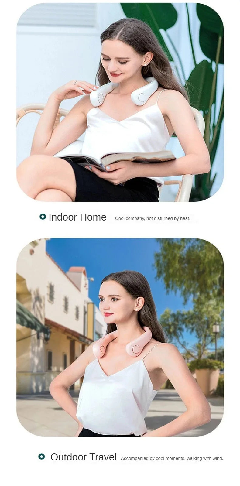 Portable Neck Fan, Hands-Free Bladeless, 3 Speeds