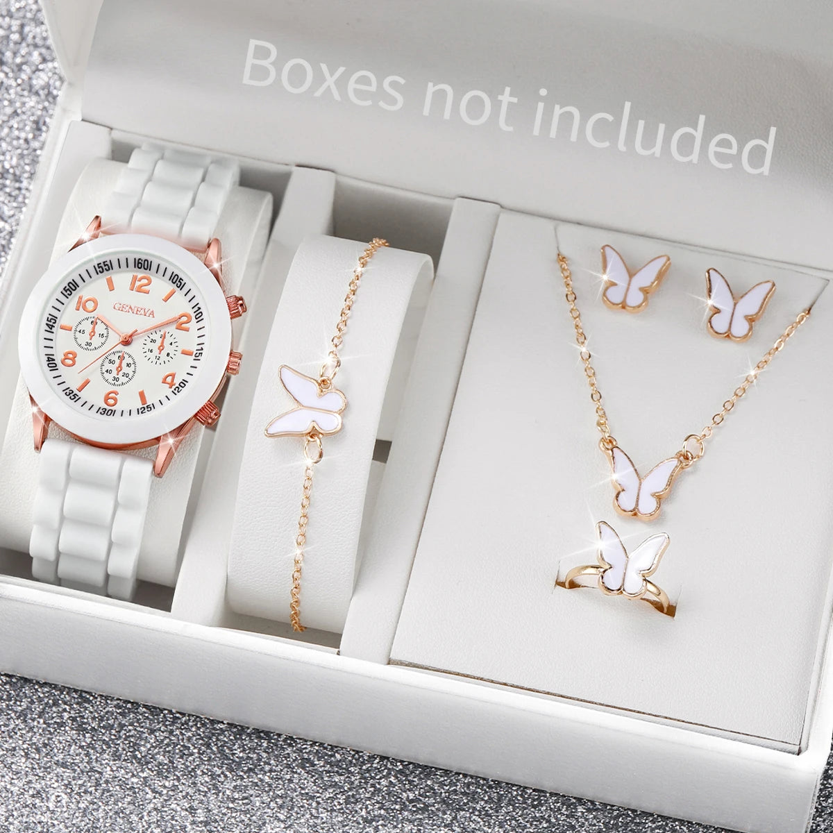 5/6PCS Women Watches Fashion Silicone Band Women Quartz Watches Gift (Without Box)