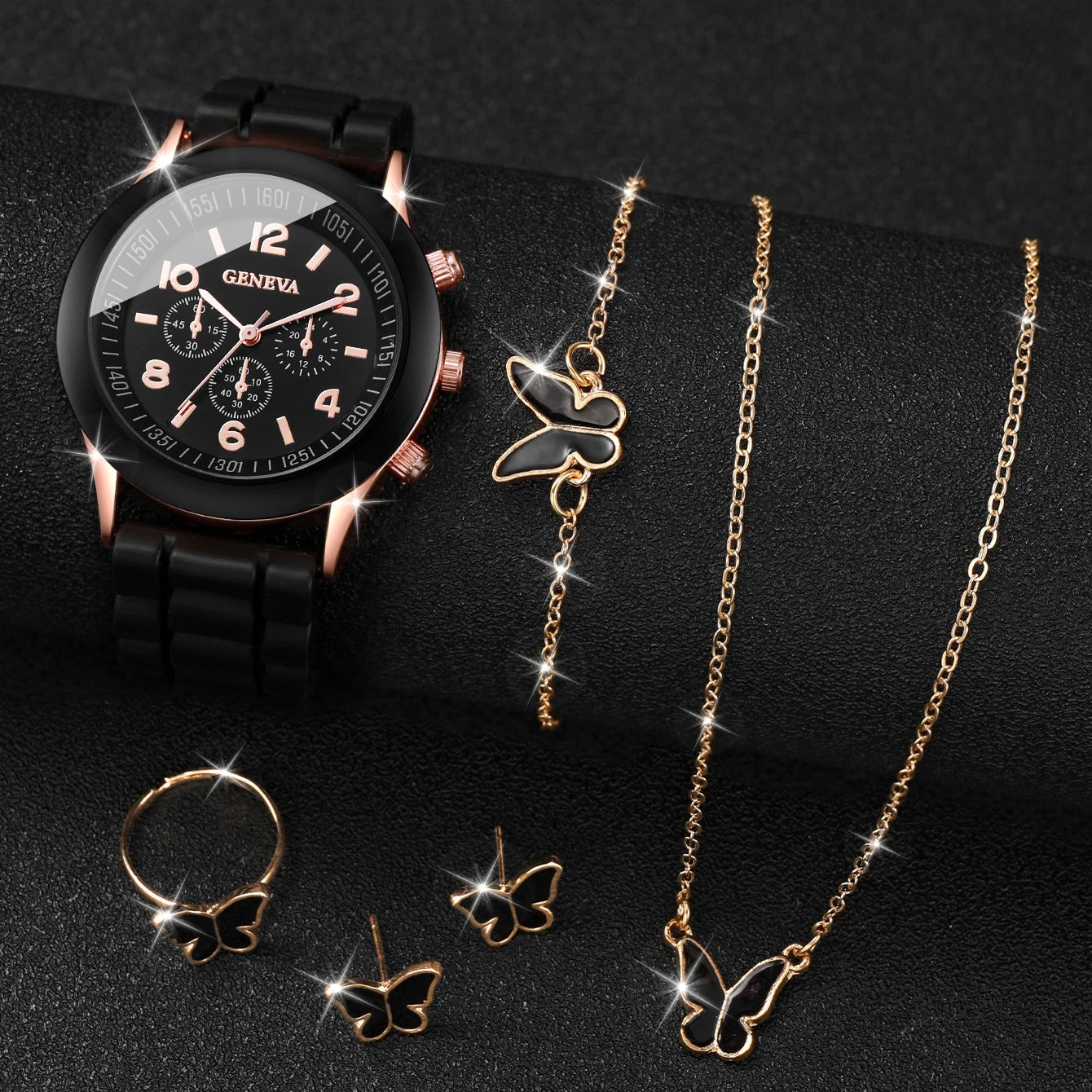 5/6PCS Women Watches Fashion Silicone Band Women Quartz Watches Gift (Without Box)