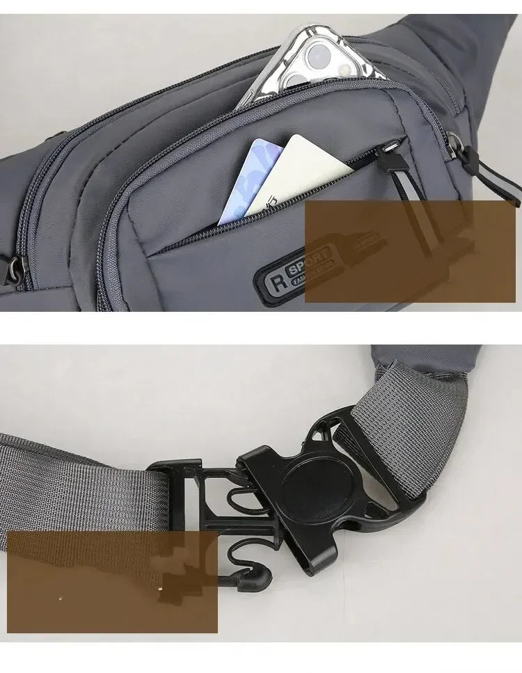 Men Canvas Fit Waistpack Mobile Fanny Waist Packs Men's Sports Outdoor Leisure Running