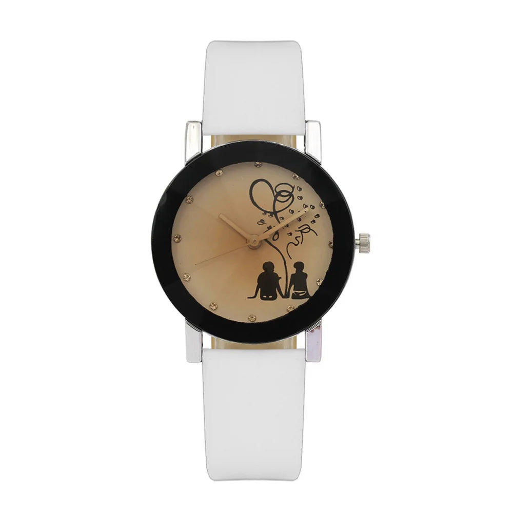 New Fashion Simple Black Dial parejas Back Couple Watch Korean Male Ladies Belt