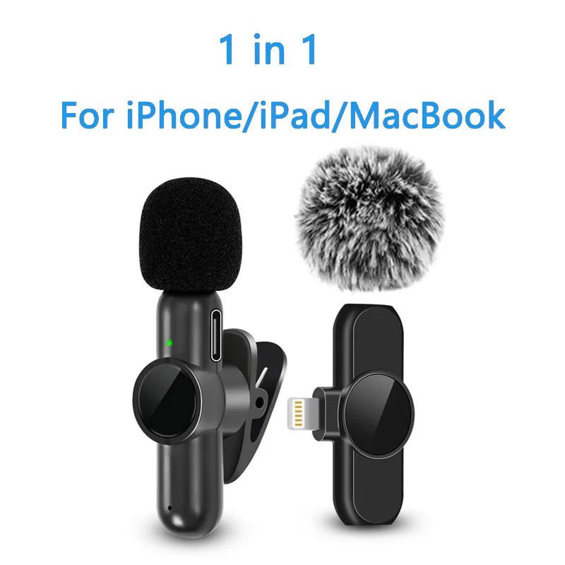 2.4G Wireless Lavalier Microphone Noise Cancelling Audio Video Recording for IPhone/iPad