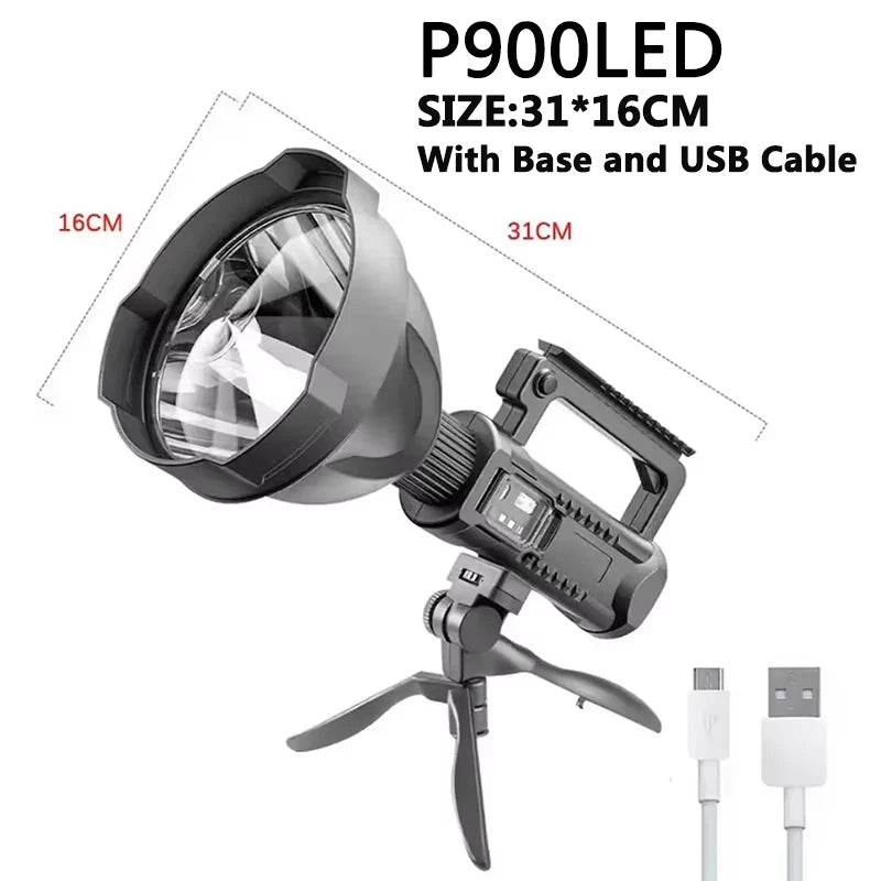 Portable Powerful LED Flashlight USB Rechargeable Spotlight Waterproof Torch Light