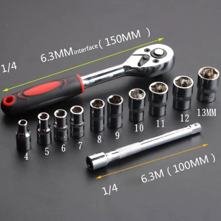 12 Pcs Set Wrench Socket Set Motorcycle Bicycle Repairing Tool Hardware Car Boat Auto