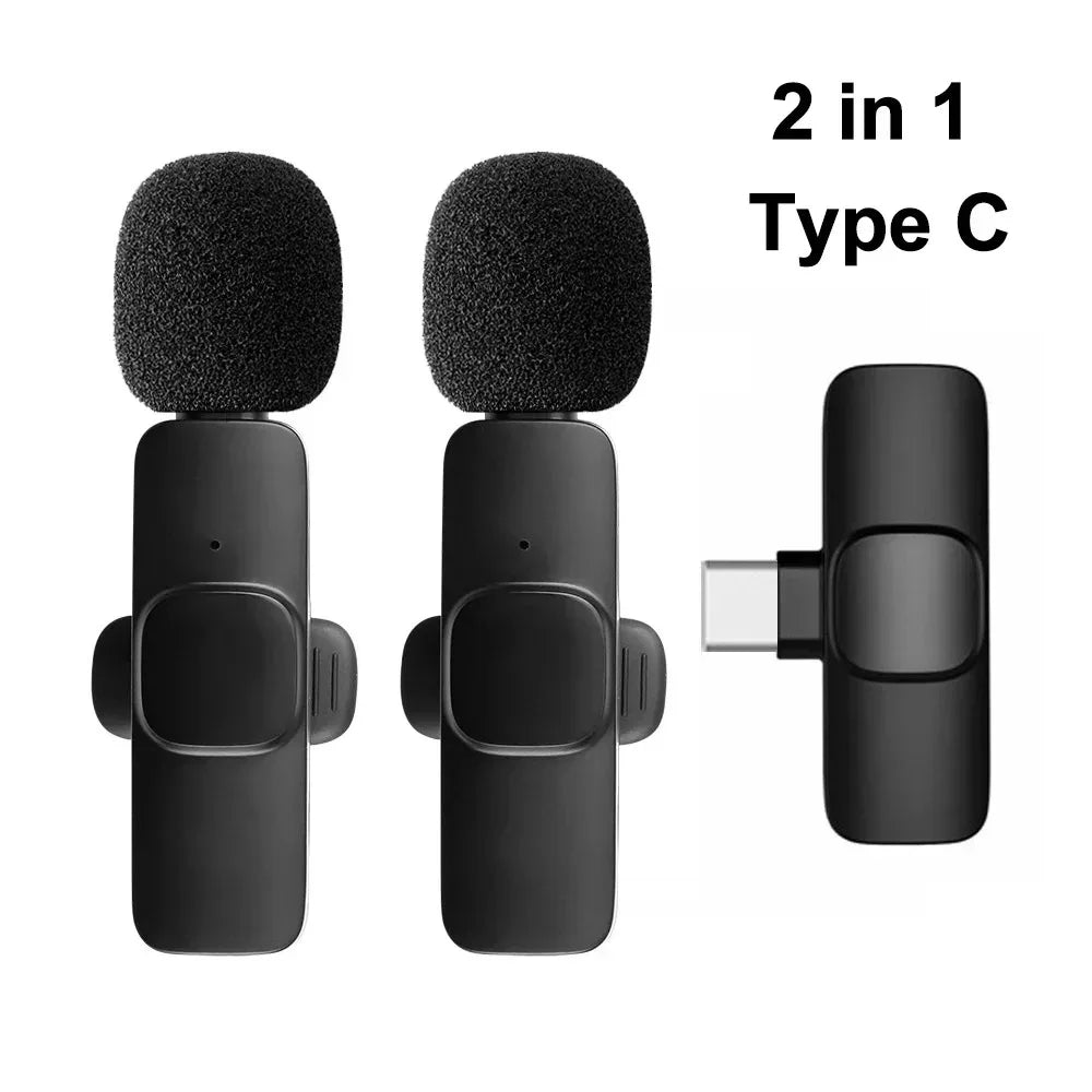 2.4G Wireless Lavalier Microphone Audio Video Recording for iPhone/iPad/Android/Xiaomi
