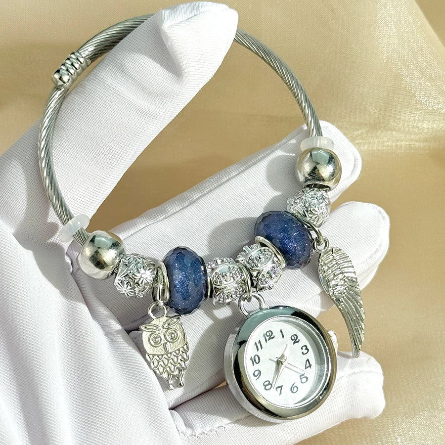 Gold Bracelet Watch Cross-border Adjustable  Beaded Small flower bracelet Watch