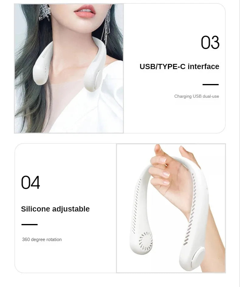 Portable Neck Fan, Hands-Free Bladeless, 3 Speeds