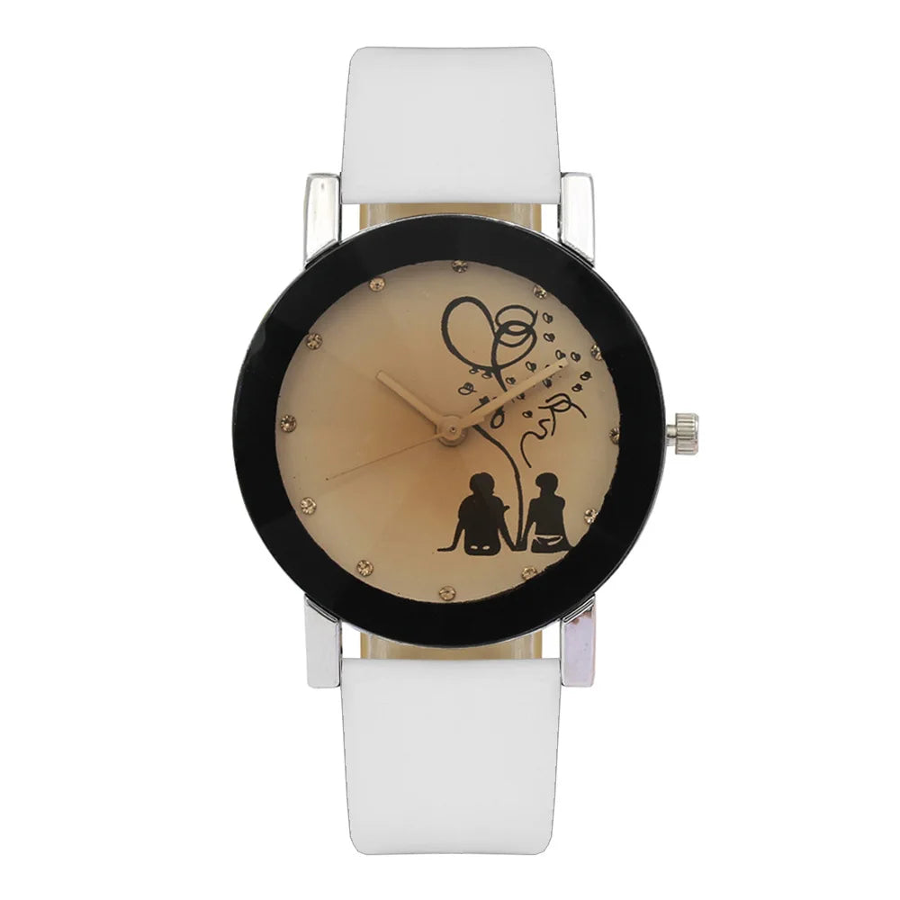 New Fashion Simple Black Dial parejas Back Couple Watch Korean Male Ladies Belt