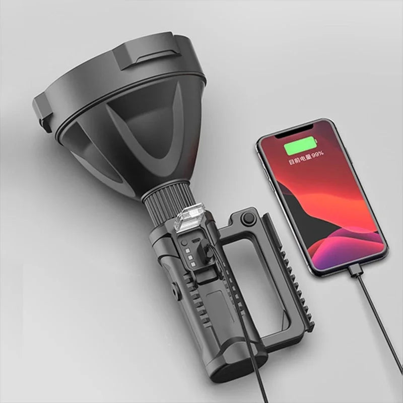 Portable Powerful LED Flashlight USB Rechargeable Spotlight Waterproof Torch Light