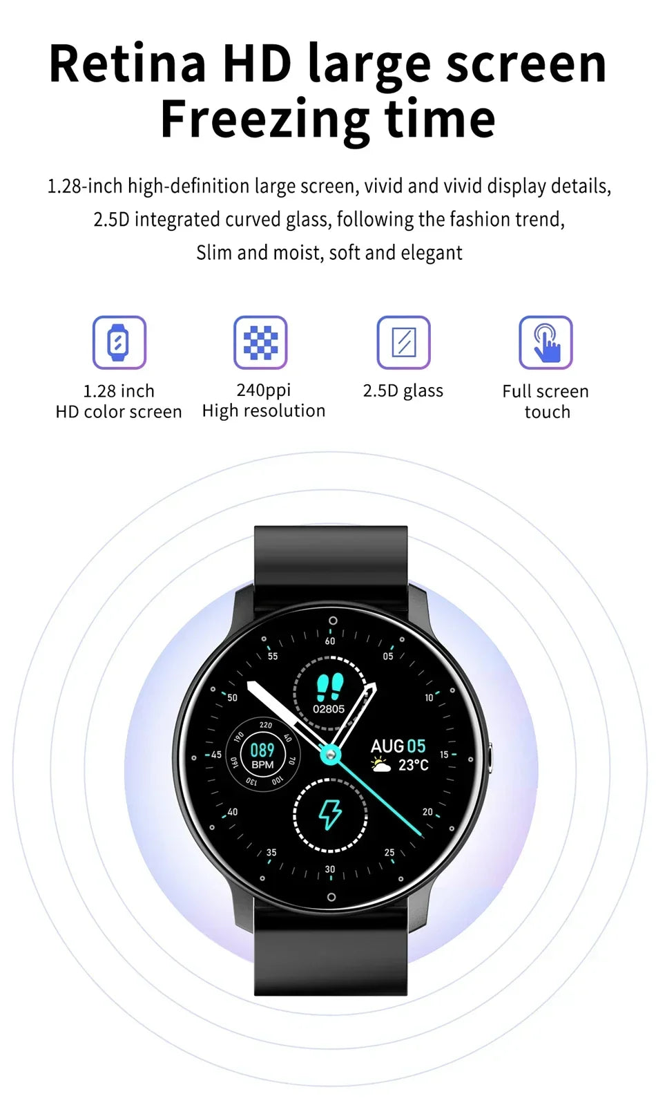 Xiaomi New Smart Watch Men Full Touch Screen Sport Fitness Watch IP67 Waterproof