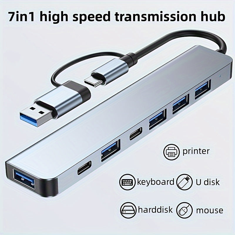 7-in-1 High-Speed USB 3.0 Data Transfer Adapter, Multiport Expansion
