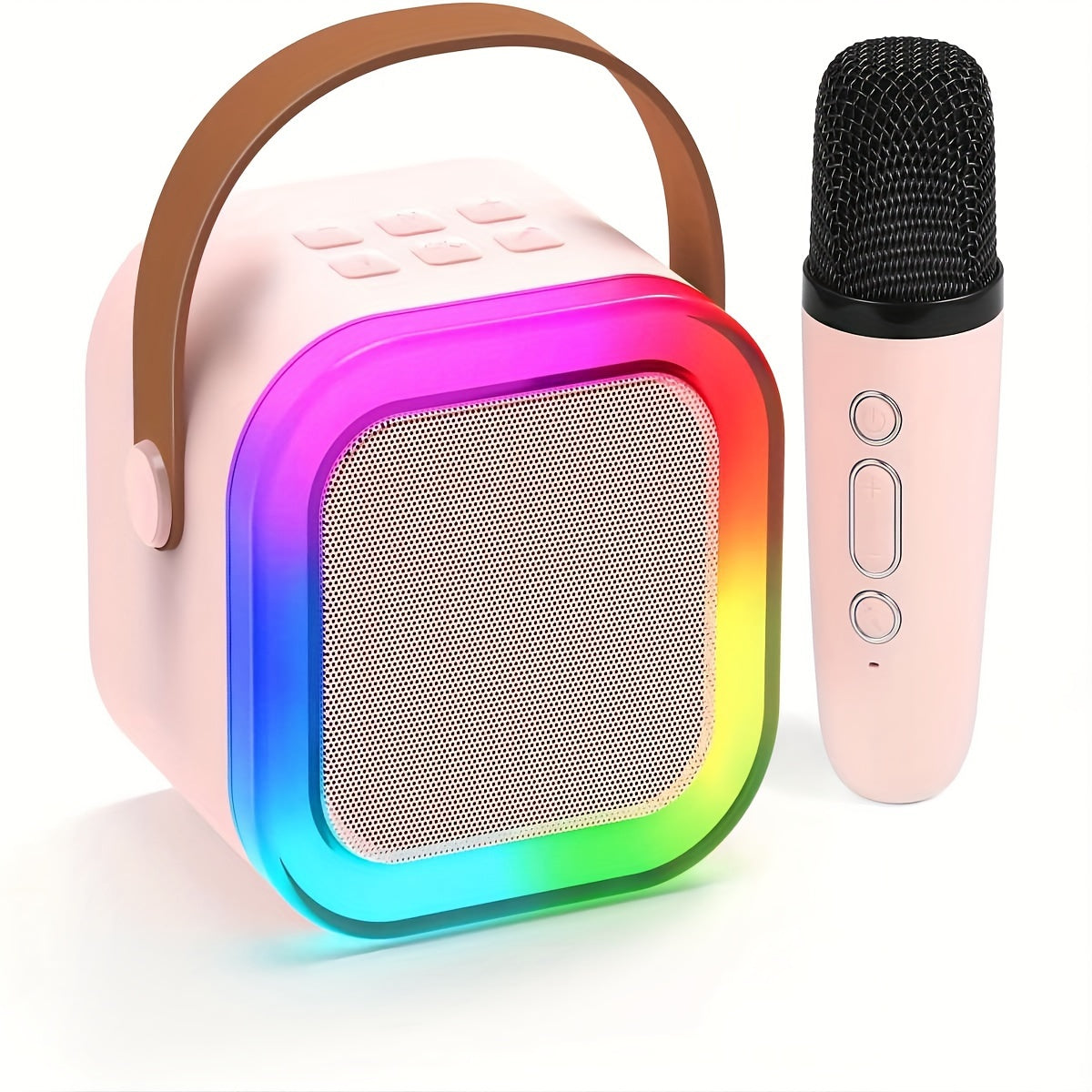 Mini Portable Colorful Karaoke System with 1 or 2 Wireless Microphones - Colorful LED Disco Lights