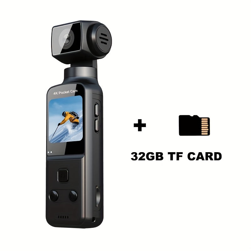 4K Pocket Action Digital Camera with 270° Rotating Lens & 3.38cm Screen