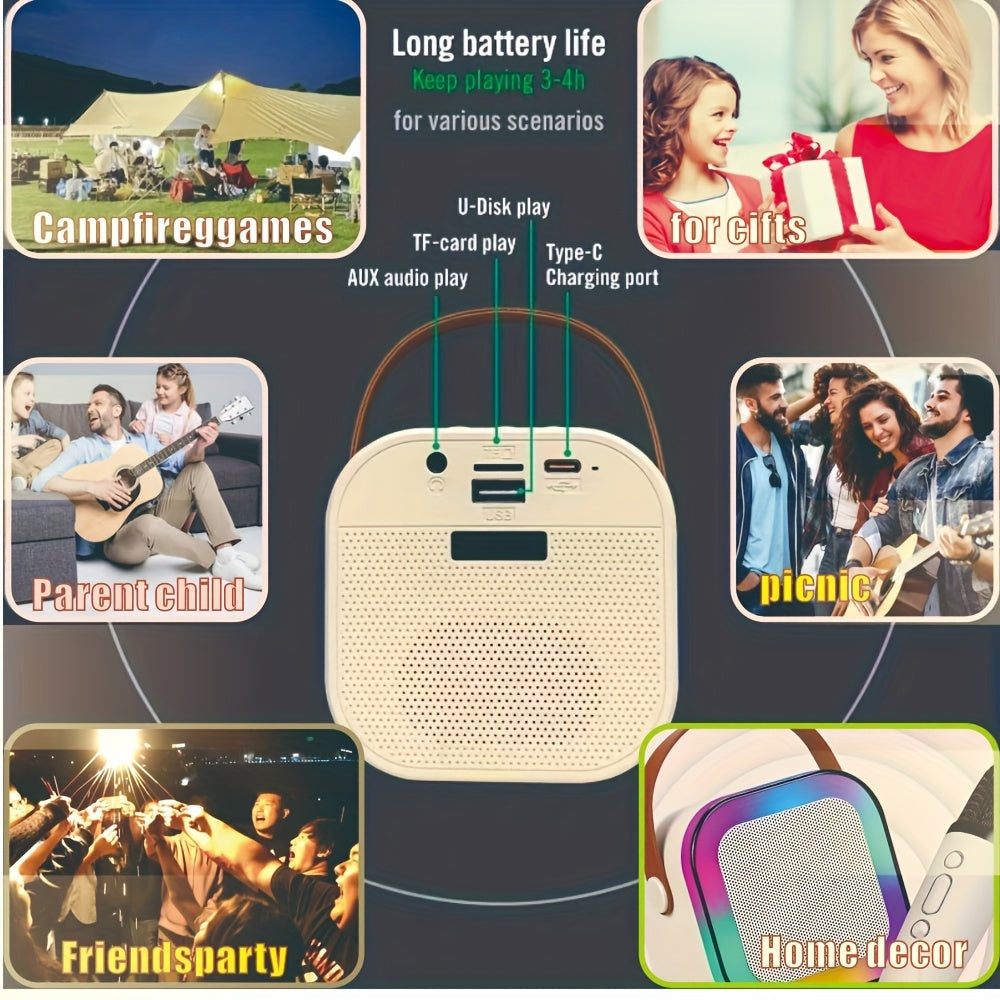 Mini Portable Colorful Karaoke System with 1 or 2 Wireless Microphones - Colorful LED Disco Lights