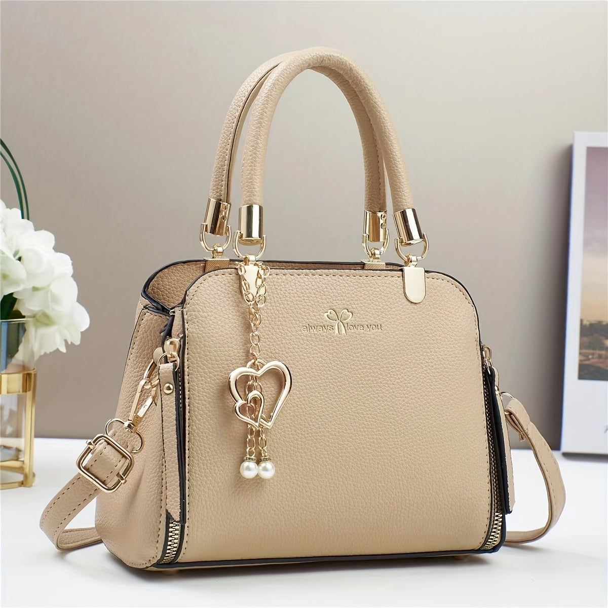 Women'S Handbag Light weight Beautiful Heart Charm Elegant