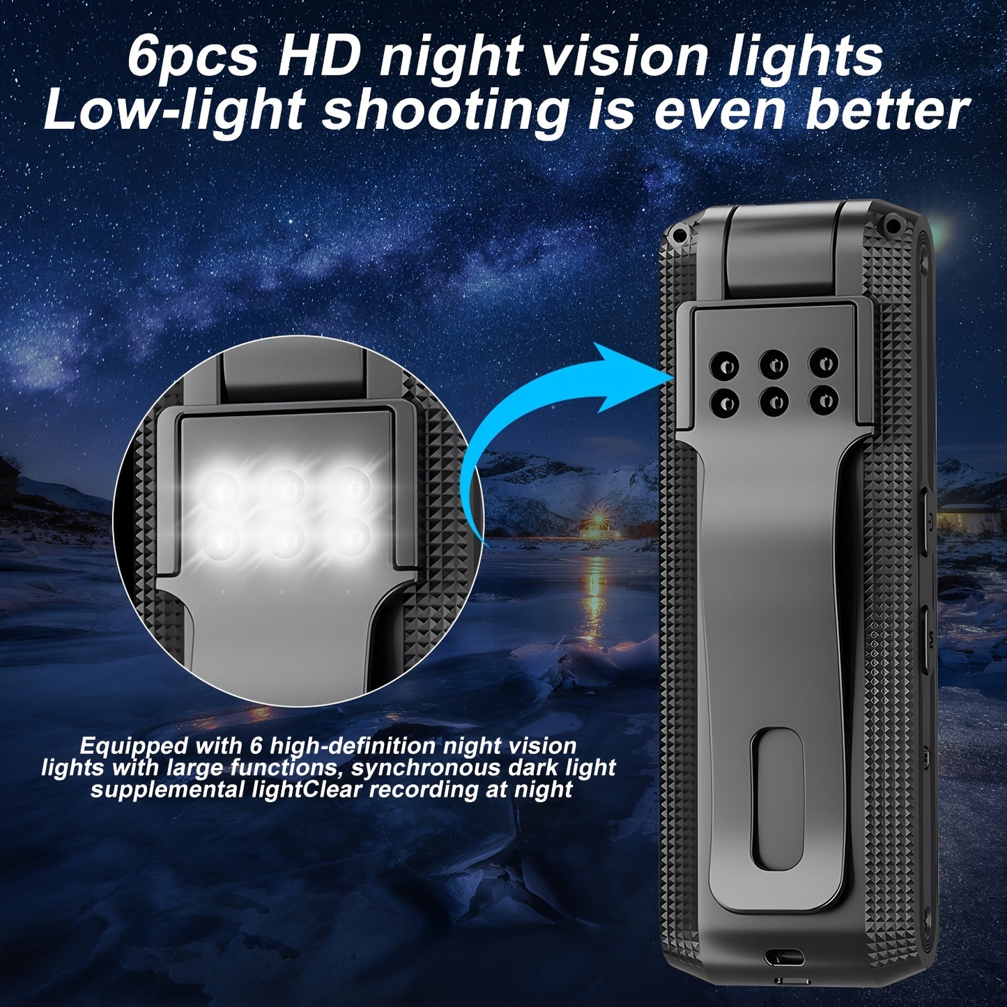 Body Camera, 1080P Full HD Pixel Infrared Night Vision