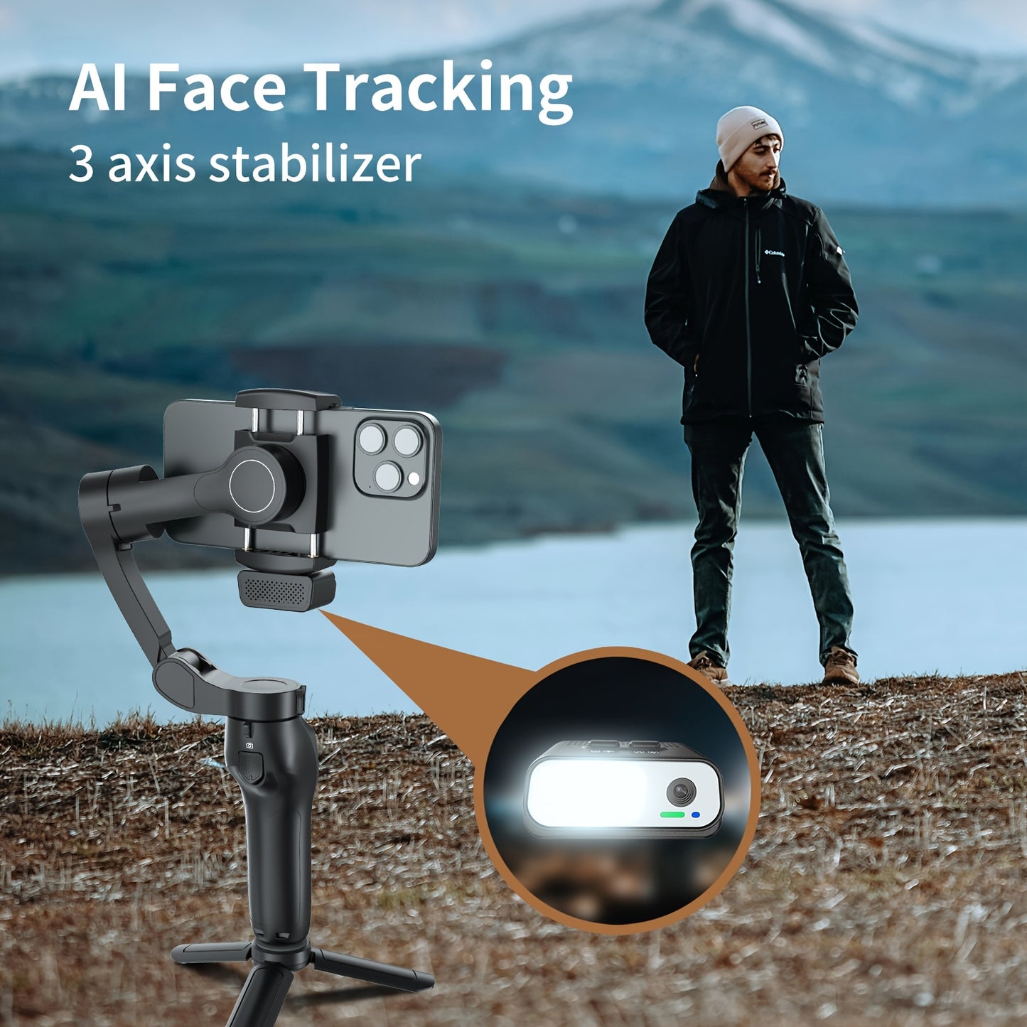 COMITOK L7C smart 3-axis handheld gimbal, can be used for shooting smooth videos