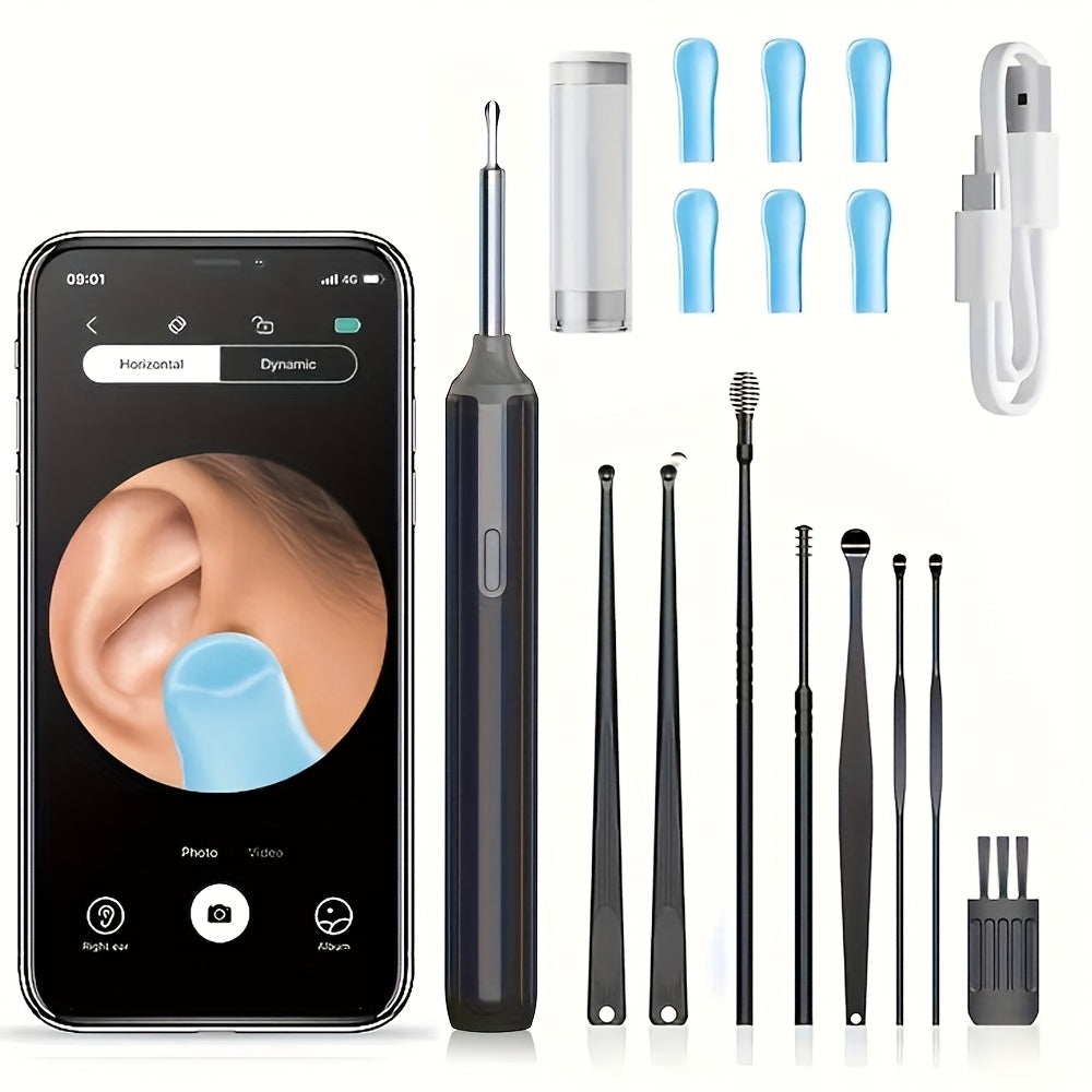 Earwax Removal Tool, 8pcs Ear Care Set, Earwax Cleaner with Camera