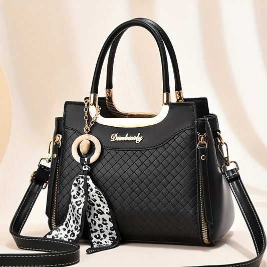 Handbag for Women Golden-Tone Hardware Elegant Black Quilted
