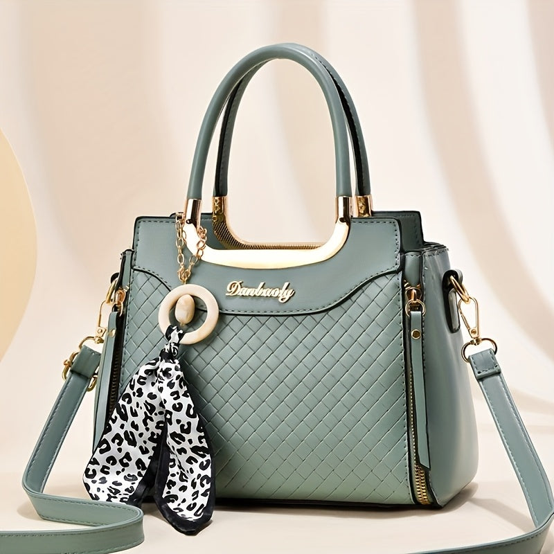Handbag for Women Golden-Tone Hardware Elegant Black Quilted