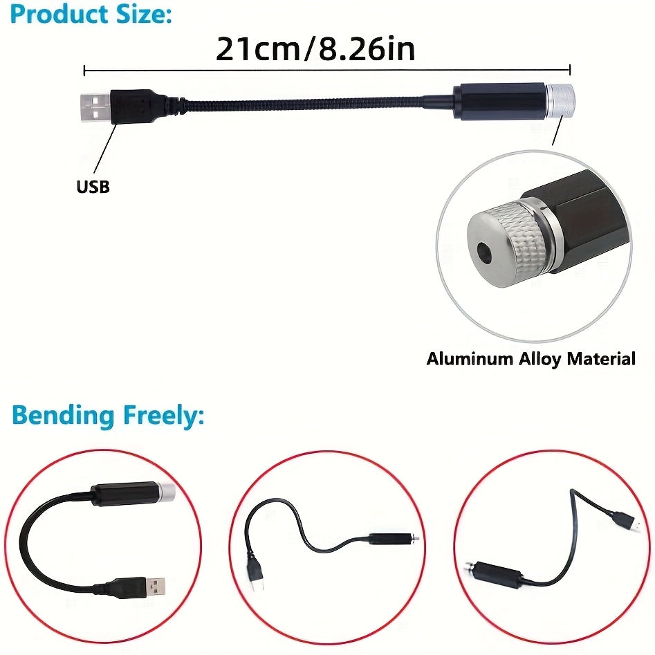 USB Starry Night Sky Projector Light - Adjustable LED Strip for Car Roof & Bedroom,Romantic