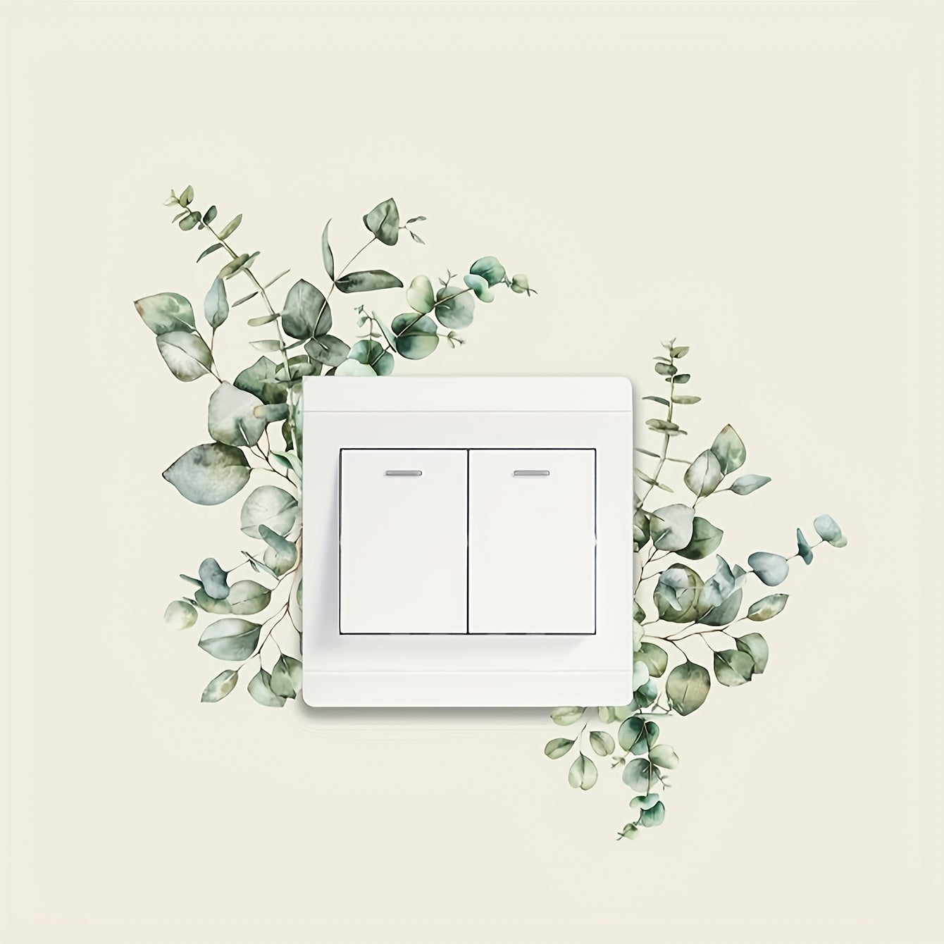 Wall Stickers Green Plant Leaves for Switch Outlet