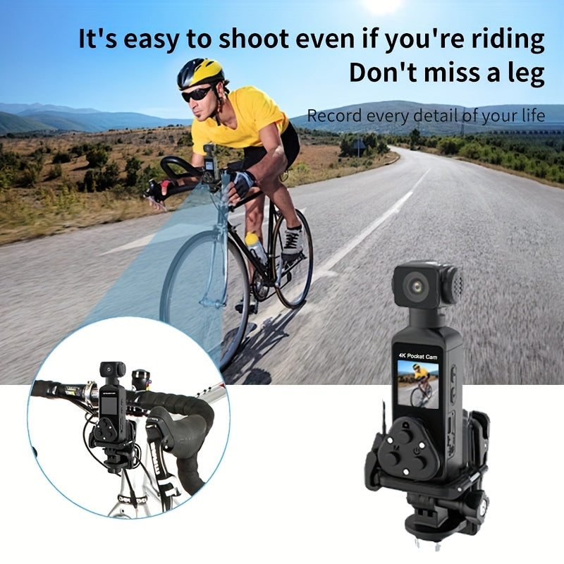 4K Pocket Action Digital Camera with 270° Rotating Lens & 3.38cm Screen