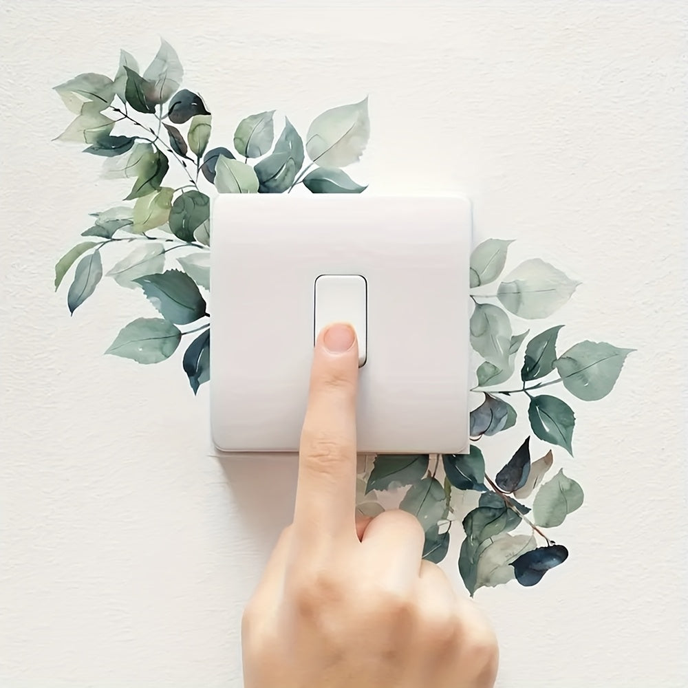 Wall Stickers Green Plant Leaves for Switch Outlet