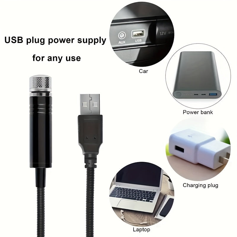 USB Starry Night Sky Projector Light - Adjustable LED Strip for Car Roof & Bedroom,Romantic