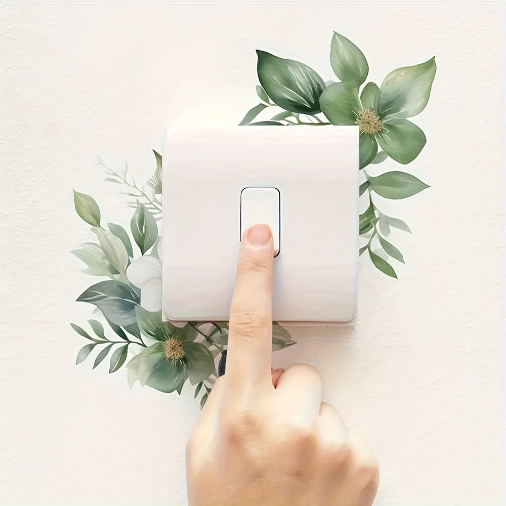 Wall Stickers Green Plant Leaves for Switch Outlet