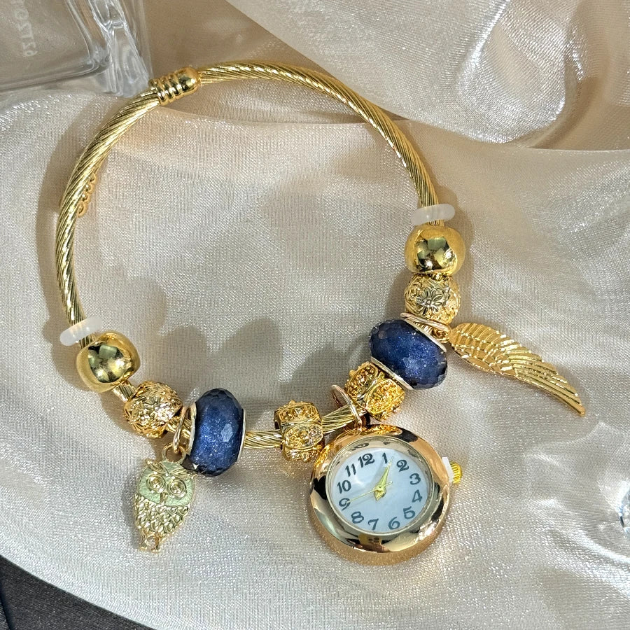Gold Bracelet Watch Cross-border Adjustable  Beaded Small flower bracelet Watch