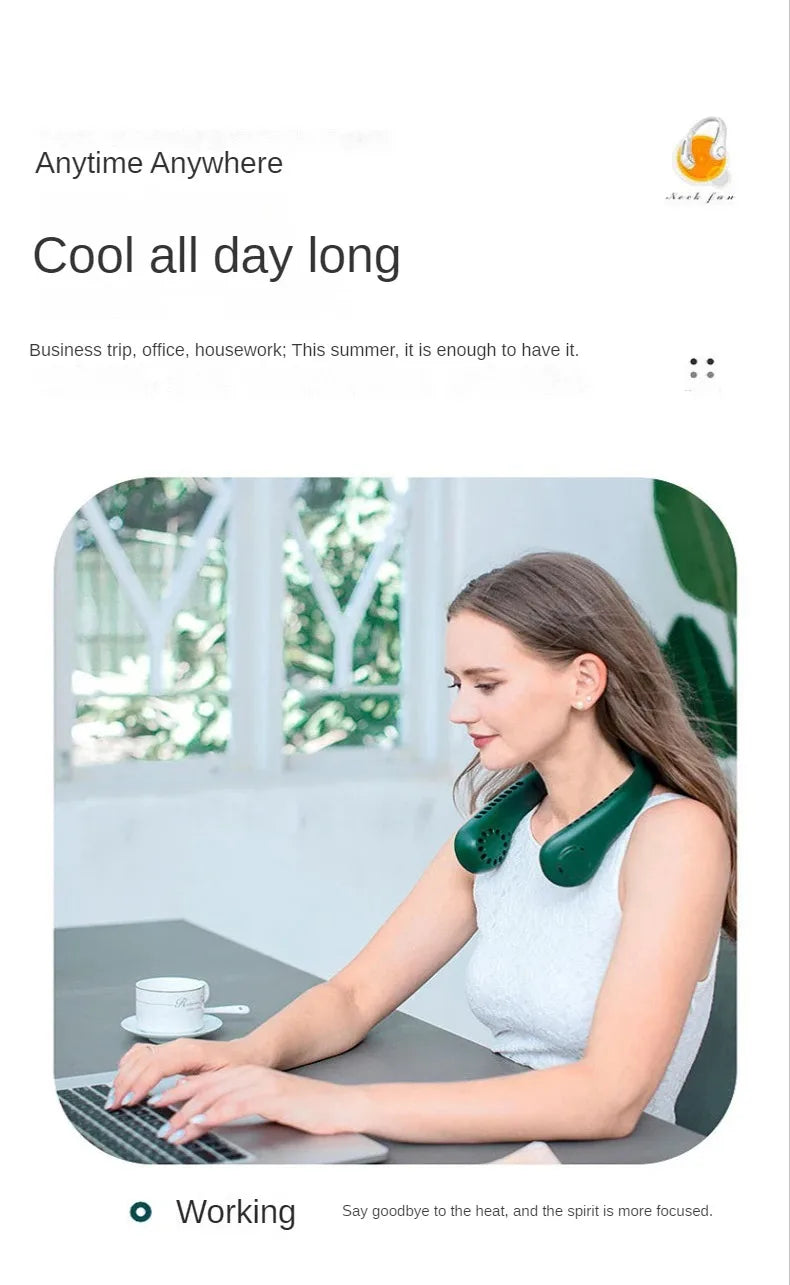 Portable Neck Fan, Hands-Free Bladeless, 3 Speeds