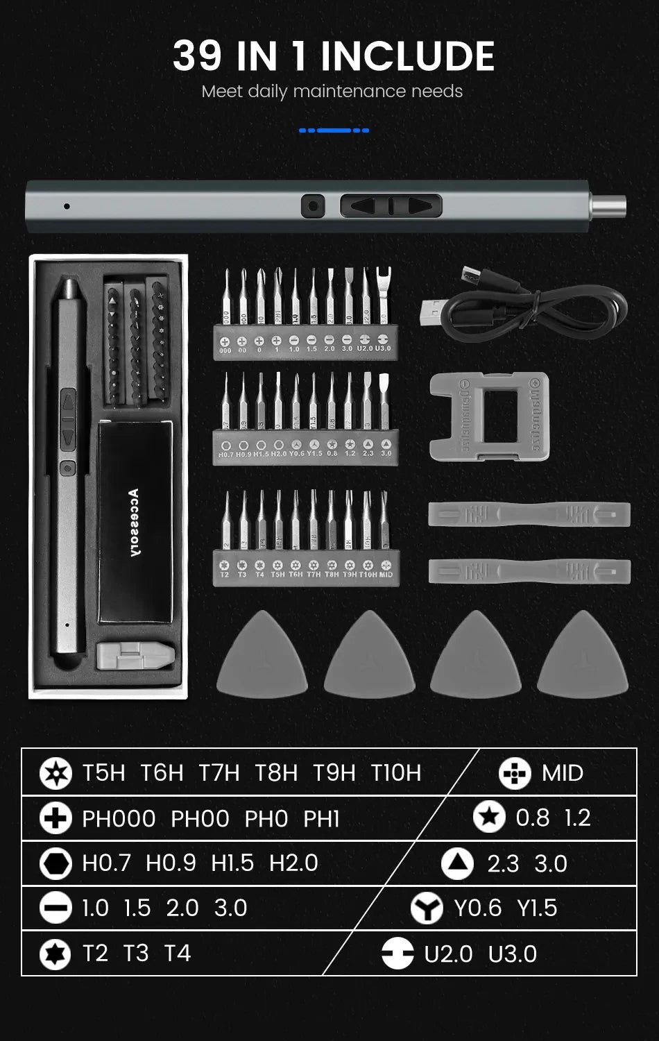 Cordless Electric Screwdriver Set 12/39/50 in 1 Precision Power Tool Magnetic Screw Driver