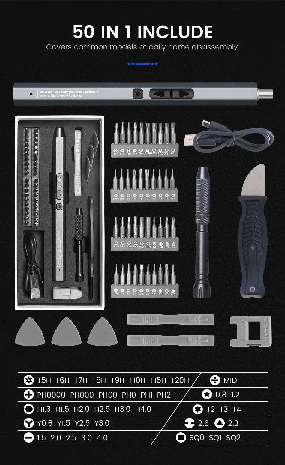 Cordless Electric Screwdriver Set 12/39/50 in 1 Precision Power Tool Magnetic Screw Driver