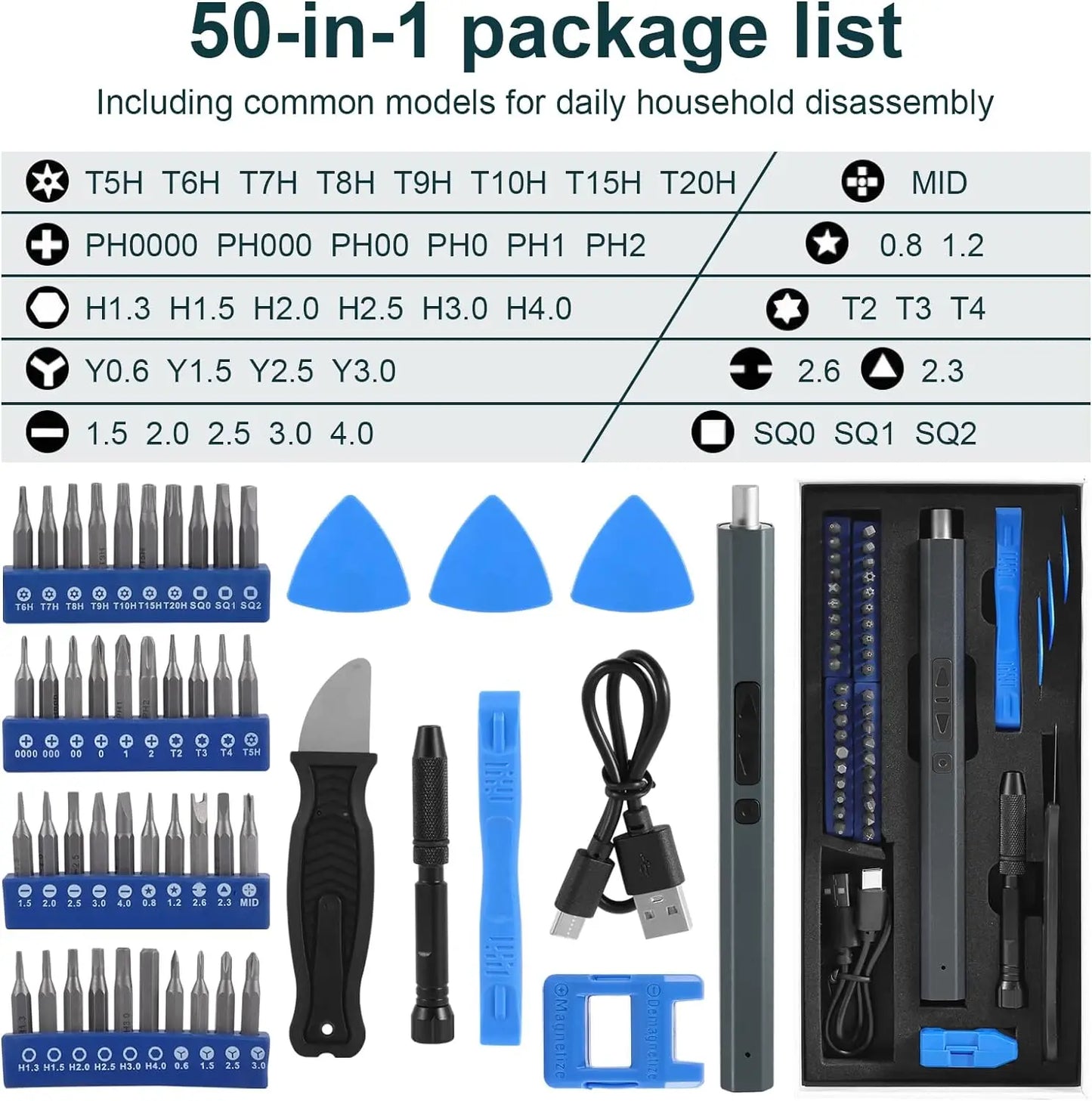 Cordless Electric Screwdriver Set 12/39/50 in 1 Precision Power Tool Magnetic Screw Driver