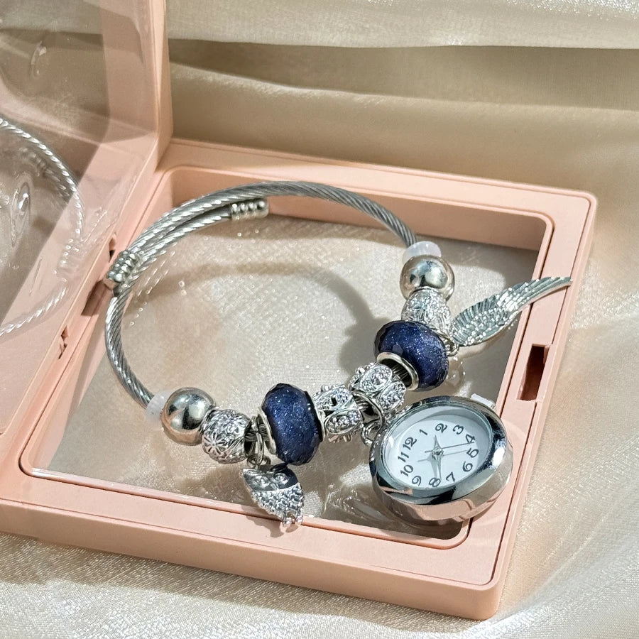 Gold Bracelet Watch Cross-border Adjustable  Beaded Small flower bracelet Watch