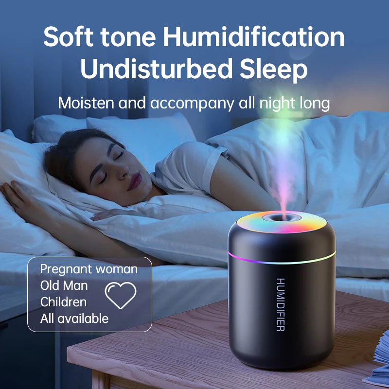 180ML Mini Air Humidifier USB Electric Aroma Diffuser Maker Lights For Car Home Bedroom