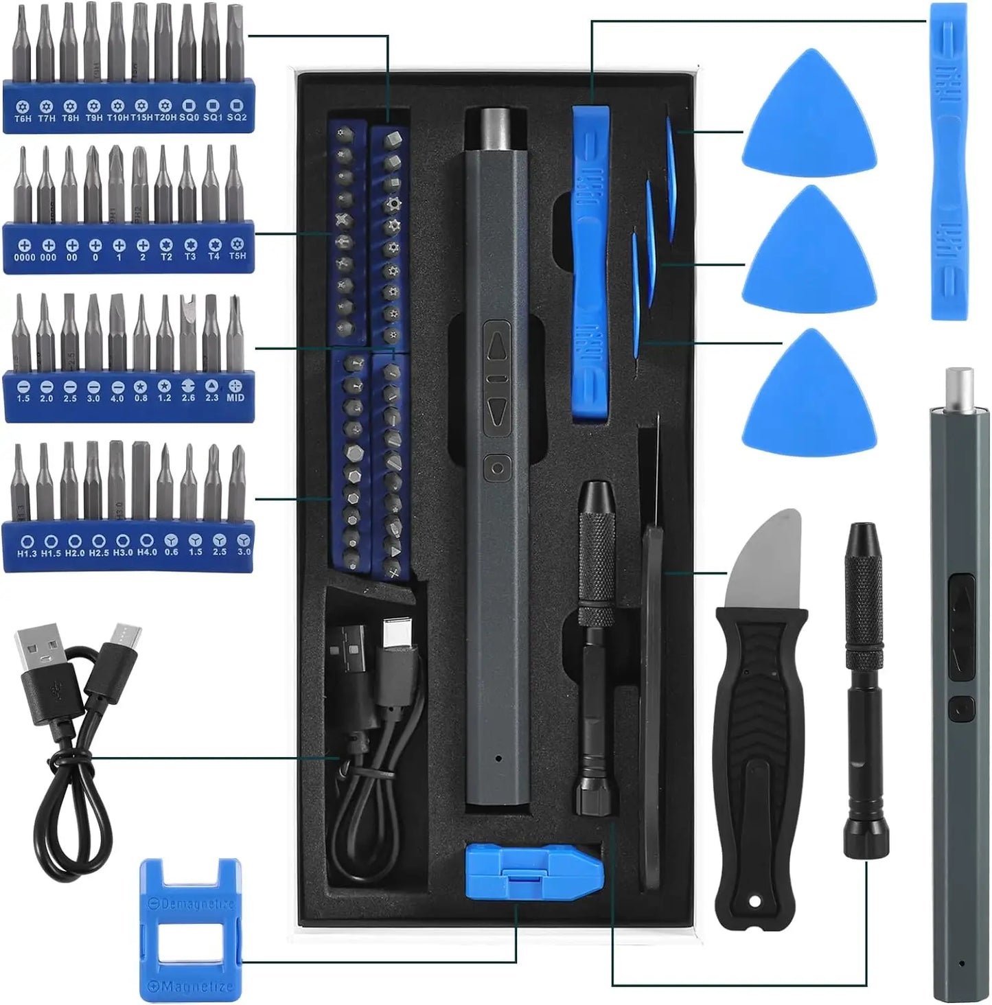 Cordless Electric Screwdriver Set 12/39/50 in 1 Precision Power Tool Magnetic Screw Driver
