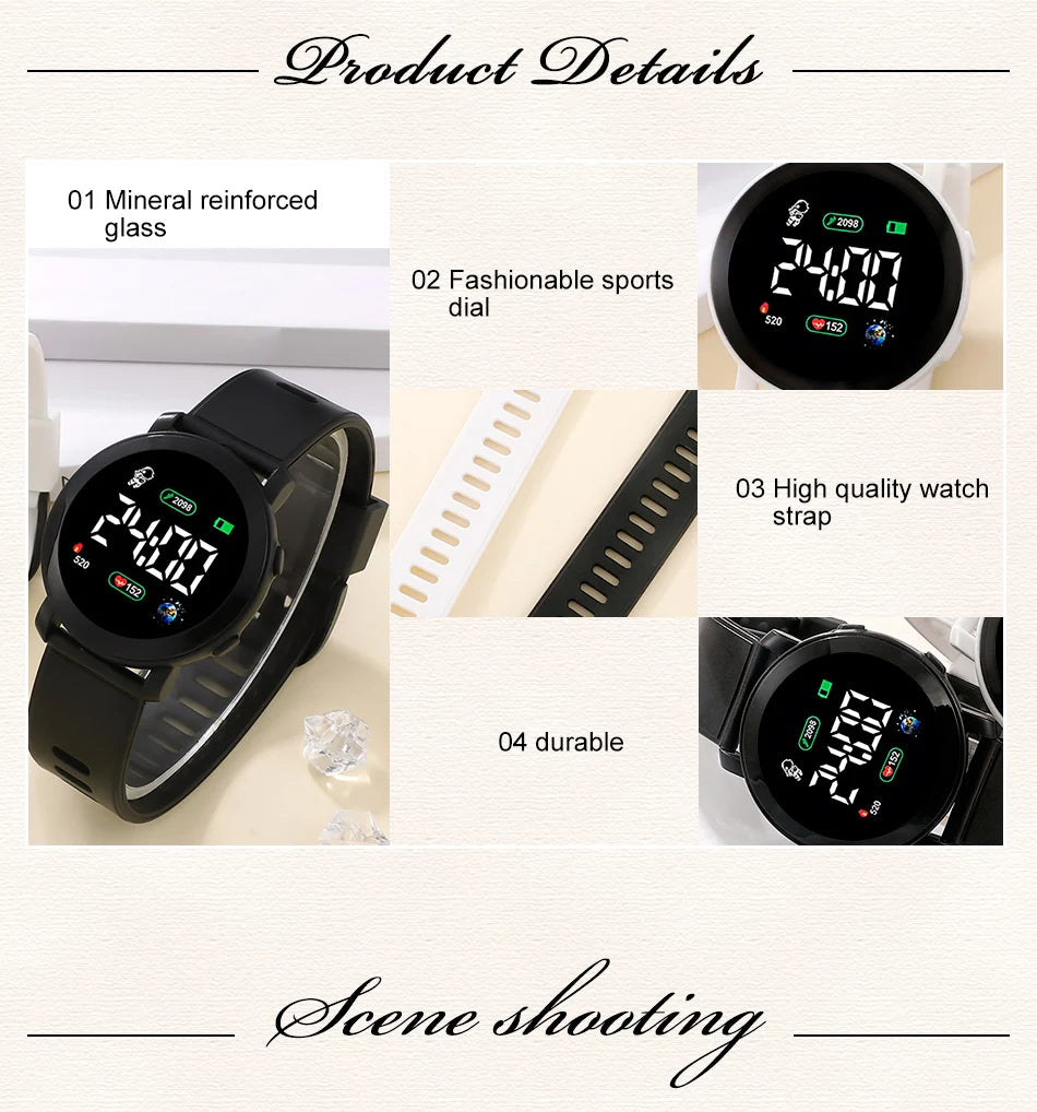 Couple Watches LED Digital Watch for Men Women Sports Army Military Silicone Watch