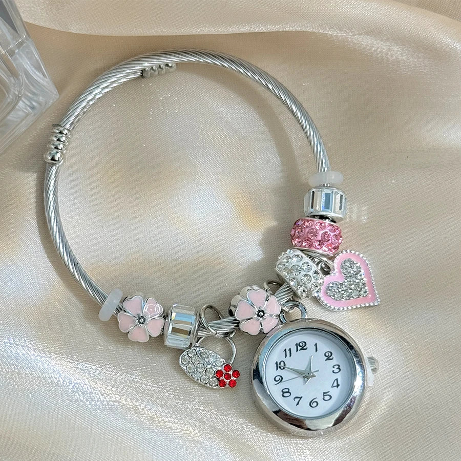 Gold Bracelet Watch Cross-border Adjustable  Beaded Small flower bracelet Watch